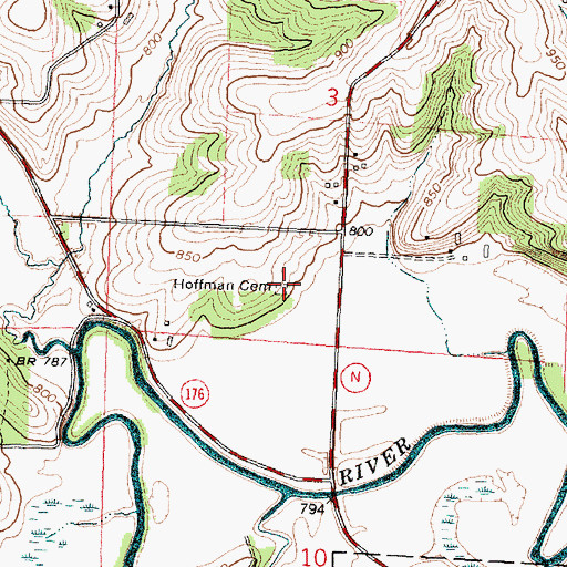 Topographic Map of Hoffman Cemetery, WI