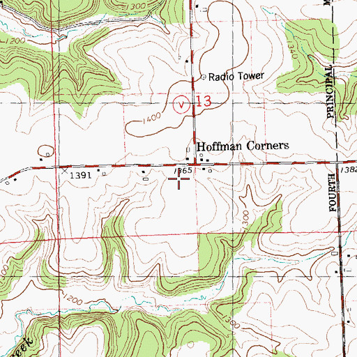 Topographic Map of Hoffman Corners, WI