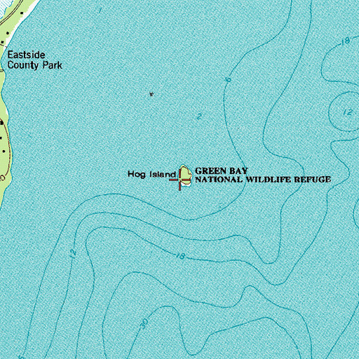 Topographic Map of Hog Island, WI