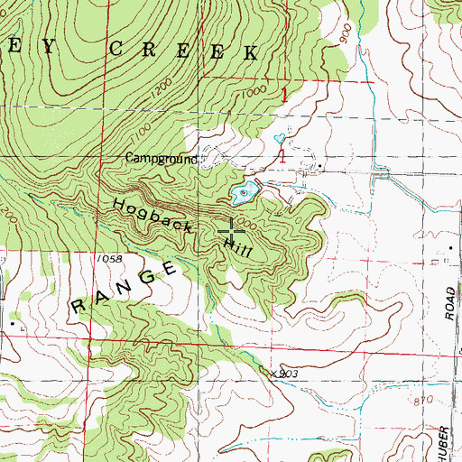 Topographic Map of Hogback Hill, WI