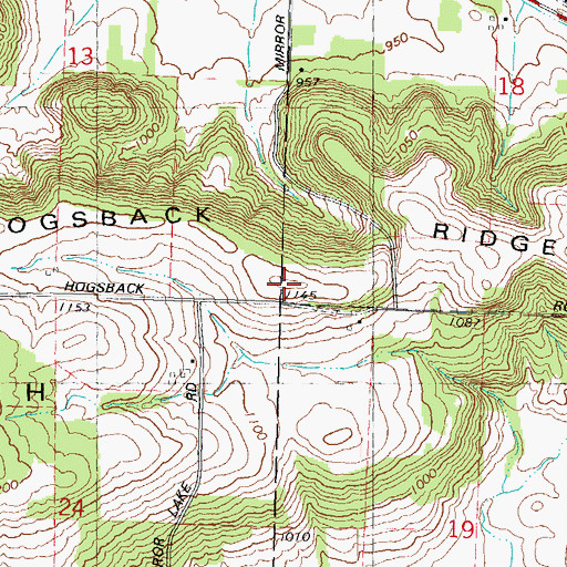 Topographic Map of Hogsback Ridge, WI