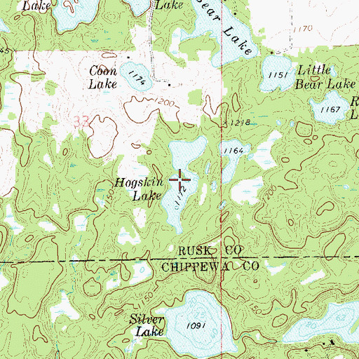 Topographic Map of Hogskin Lake, WI