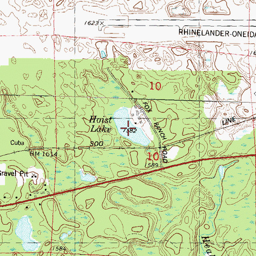 Topographic Map of Hoist Lake, WI
