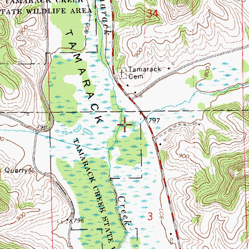 Topographic Map of Holcomb Coulee Creek, WI