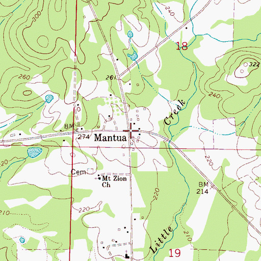 Topographic Map of Mantua, AL