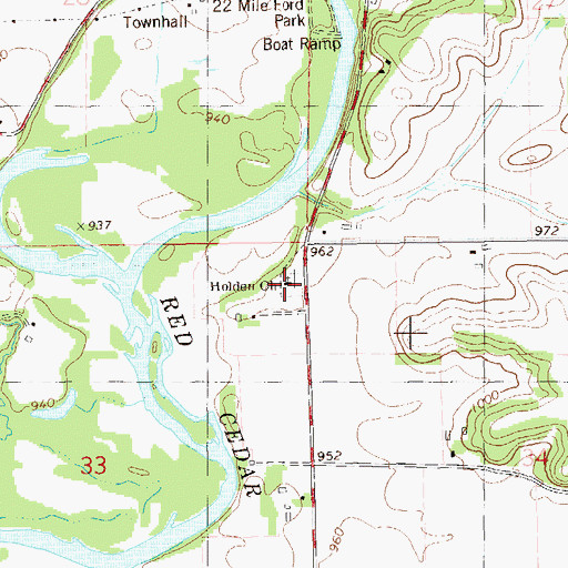 Topographic Map of Holden Church, WI