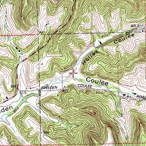 Topographic Map of Holley Coulee, WI