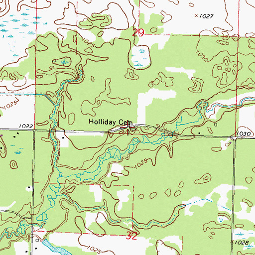 Topographic Map of Holliday Cemetery, WI