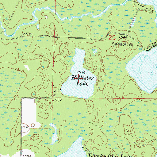 Topographic Map of Hollister Lake, WI