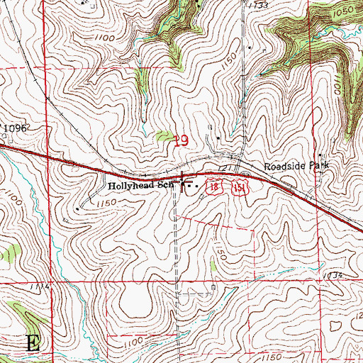 Topographic Map of Hollyhead School, WI