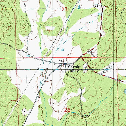 Topographic Map of Marble Valley, AL
