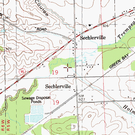 Topographic Map of Holmes Creek, WI