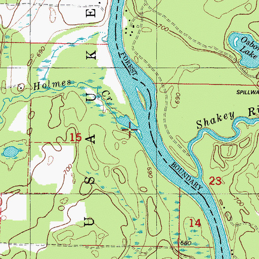 Topographic Map of Holmes Creek, WI