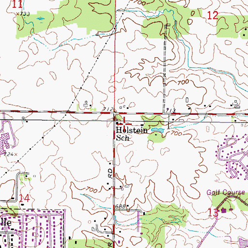 Topographic Map of Holstein School, WI