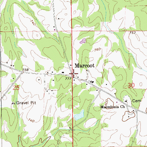 Topographic Map of Marcoot, AL