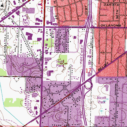 Topographic Map of Holt Park, WI