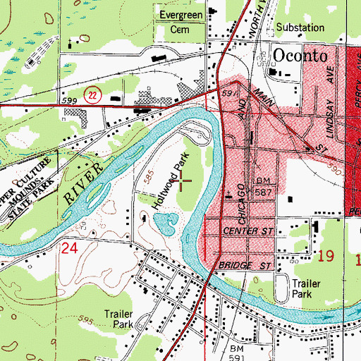 Topographic Map of Holtwood Park, WI