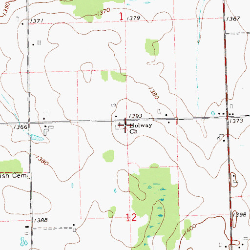 Topographic Map of Holway Church, WI