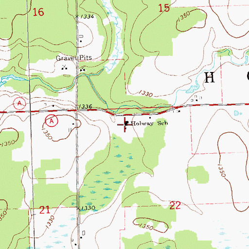 Topographic Map of Holway School, WI