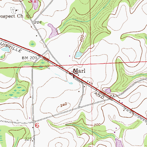 Topographic Map of Marl, AL