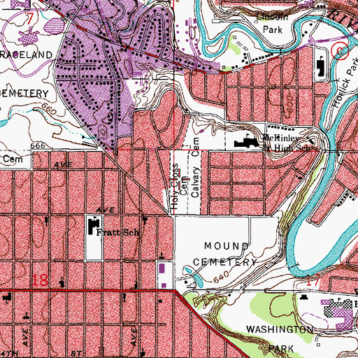 Topographic Map of Holy Cross Cemetery, WI