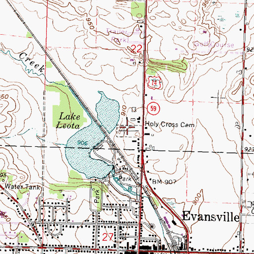 Topographic Map of Holy Cross Cemetery, WI