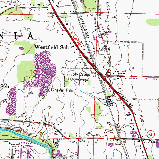 Topographic Map of Holy Cross Cemetery, WI