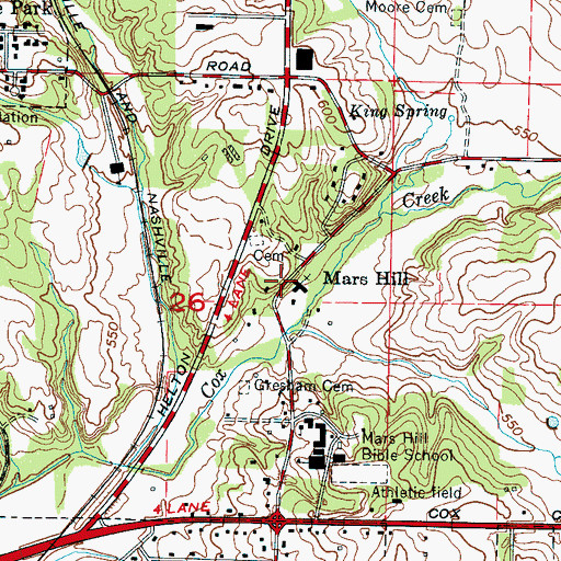 Topographic Map of Mars Hill, AL
