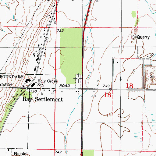 Topographic Map of Holy Cross Cemetery, WI