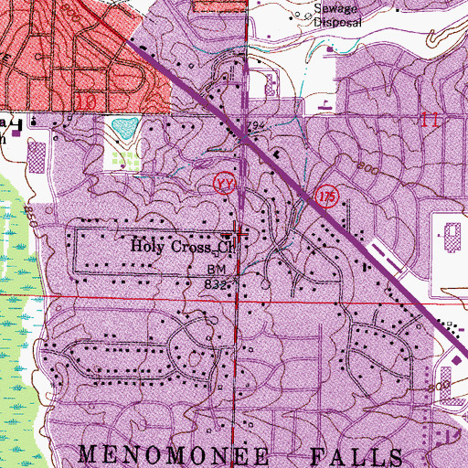 Topographic Map of Holy Cross Evangelical Lutheran Church, WI