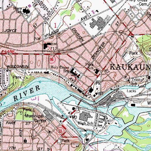 Topographic Map of Holy Cross Campus, WI