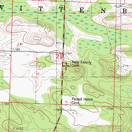 Topographic Map of Holy Family Cemetery, WI