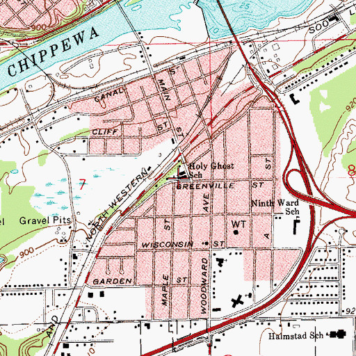 Topographic Map of Holy Ghost Elementary School, WI