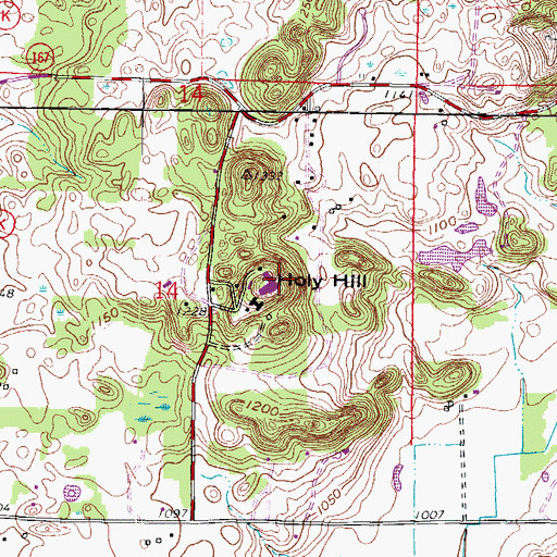 Topographic Map of Holy Hill, WI