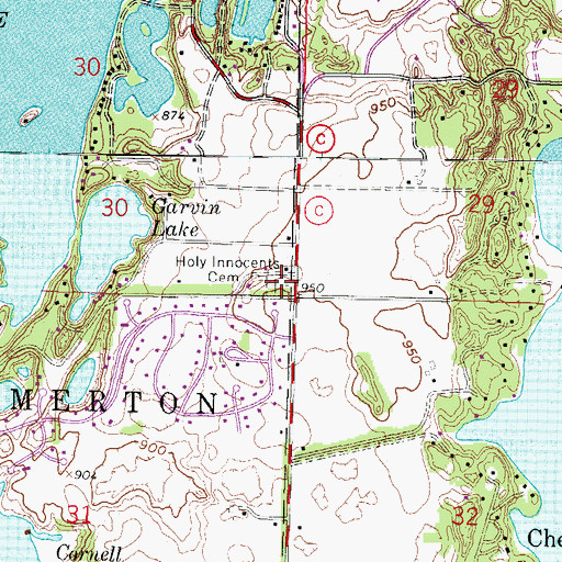 Topographic Map of Holy Innocents Cemetery, WI