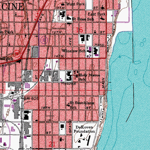 Topographic Map of Holy Name Grade School, WI