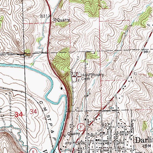 Topographic Map of Holy Rosary Cemetery, WI