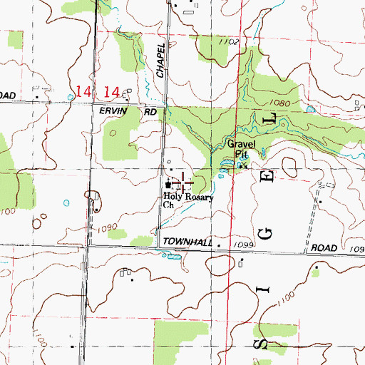 Topographic Map of Holy Rosary Cemetery, WI