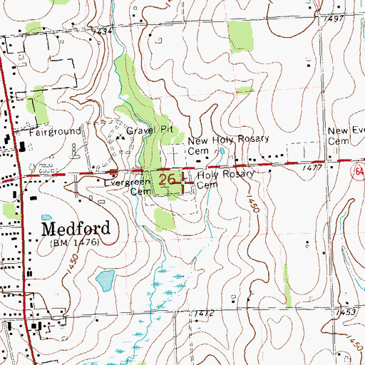 Topographic Map of Holy Rosary Cemetery, WI