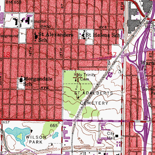 Topographic Map of Holy Trinity Cemetery, WI