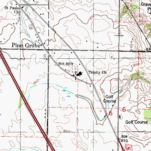 Topographic Map of Trinity Church, WI