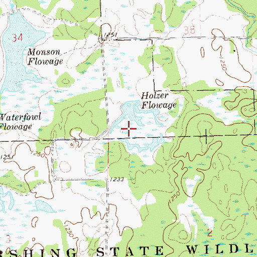 Topographic Map of Holzer Flowage, WI