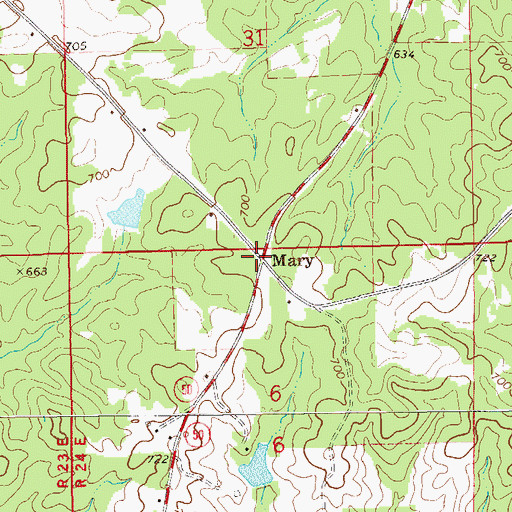 Topographic Map of Mary, AL