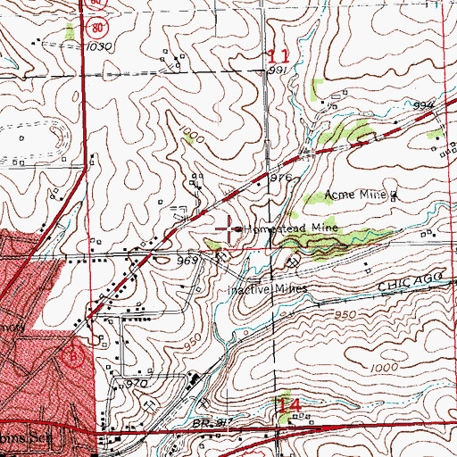 Topographic Map of Homestead Mine, WI