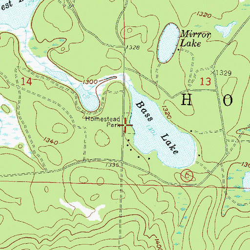 Topographic Map of Homestead Park, WI