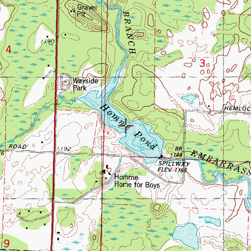 Topographic Map of Homme Pond, WI