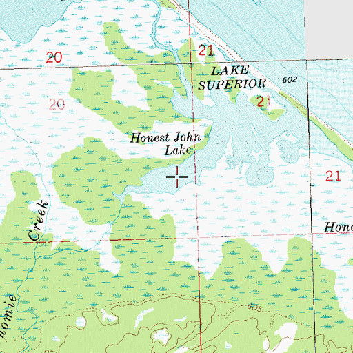 Topographic Map of Honest John Lake, WI