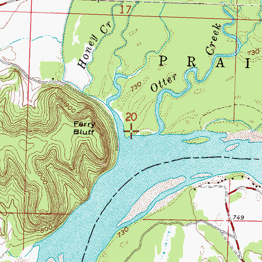 Topographic Map of Honey Creek, WI