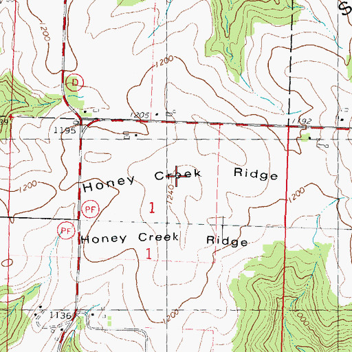 Topographic Map of Honey Creek Ridge, WI