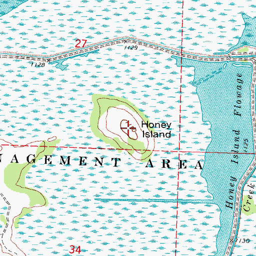 Topographic Map of Honey Island, WI